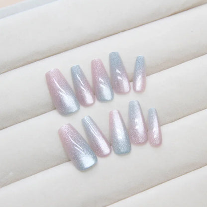 Mermaid – Cat Eye Gradient Medium Coffin Press-On Nails