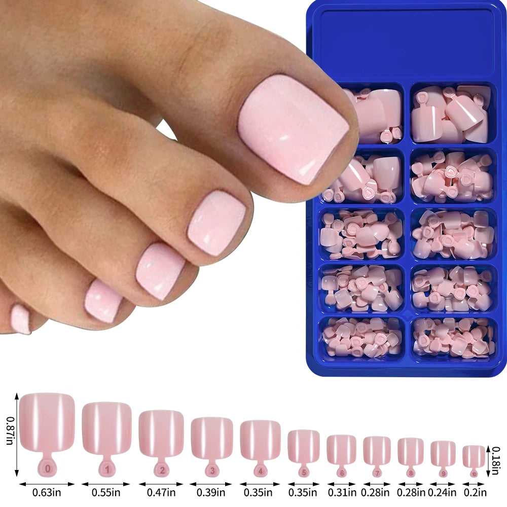 100Pc/Set Solid Color Simple Foot Fake Nails Artificial Red Fake Acrylic Nails Press On Toenails Art Tips Gluing Manicure Tool #