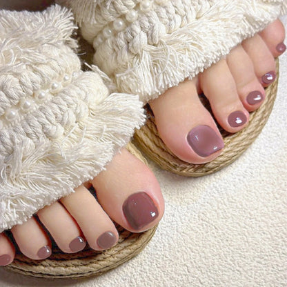 24Pcs Fake Toenails Solid Color Wearable Press on Toe Nails Summer Women DIY Artificial Manicure Short False Nails for Foot