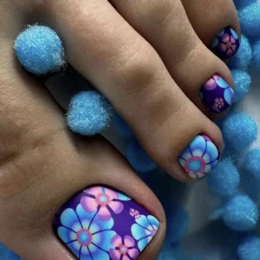 24pcs Leopard Print Press On Toenails Summer Spicy Girls Fake Nail Tips for Foot Women Wearable European Square  False Toe nails