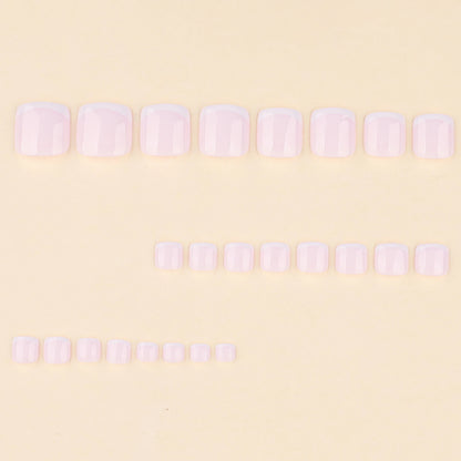 French White False Toe Nails 24pcs Simple Design Full Cover Acrylic Fake Toe Nails Press On Toenails Short Square Diy Manicure