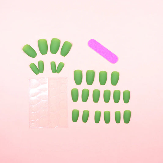 ARTAUG 24PCS Press On Nails Short Square Green Nails Macron Colour Scheme Full Cover Fake Nail Set For Girl Mother Women Gift