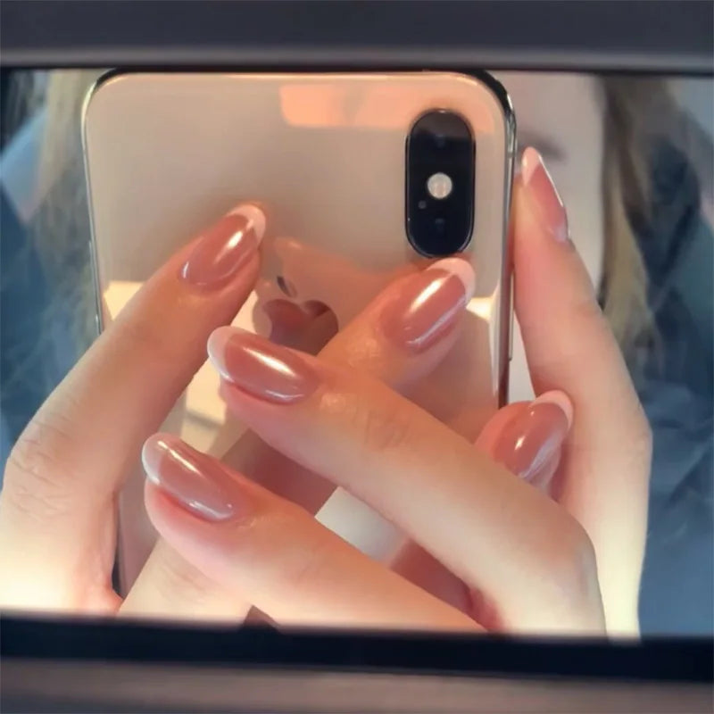 Aurora – Iridescent Gradient Oval Press-On Nails