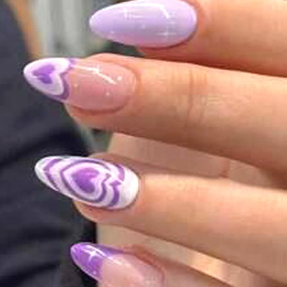 24pcs ，Black French Tip Press on Nails Valentine Fake Nails with  Glossy Almond Nails False Nails Black  on Nails