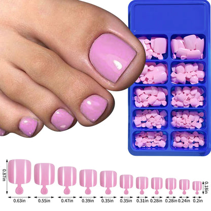 100Pcs White Clear Square Toenail Tips Short Press On Toenails Acrylic Fake Toe Nails Full Cover Artificial Foot Extension Tips