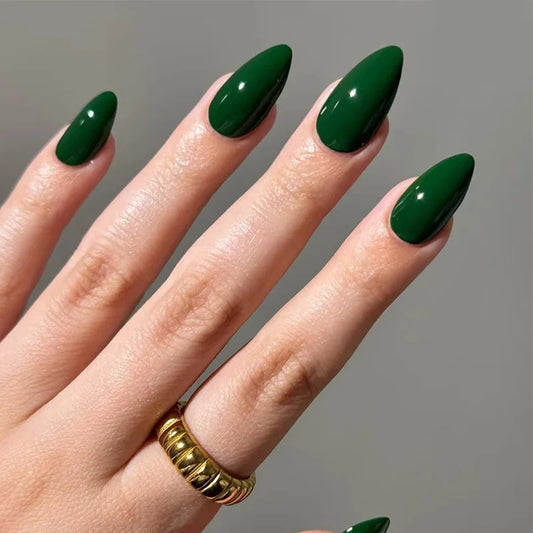 24pcs Solid Color False Nails Sets Wearable Red Full Cover Nail Tips Simple Short Almond Fake Nail Art for Woman Press on Nails