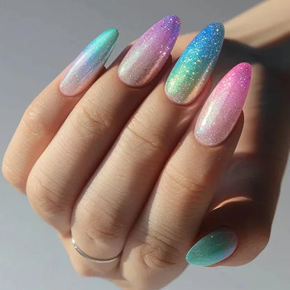 Eclipse – Black Pearl Glossy Almond Press-On Nails