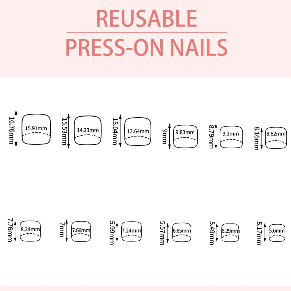 Blossom – Pink French Square Press-On Toenails