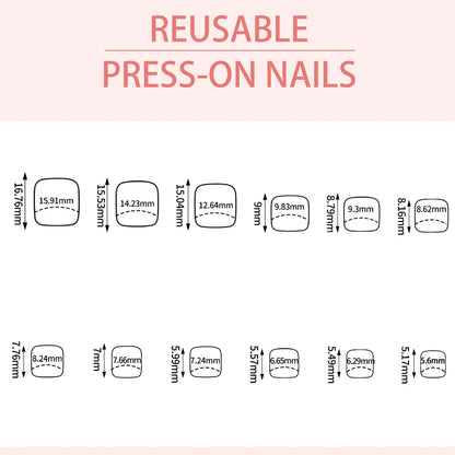 Blossom – Pink French Square Press-On Toenails