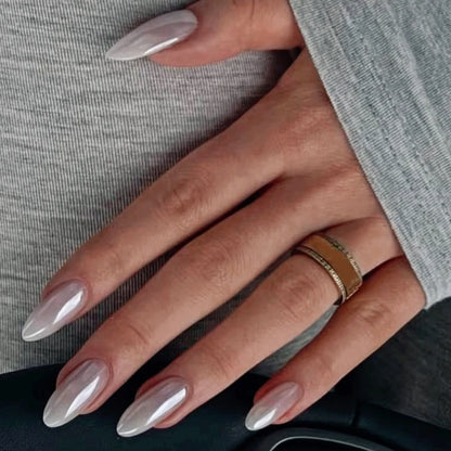 Eclipse – Black Pearl Glossy Almond Press-On Nails