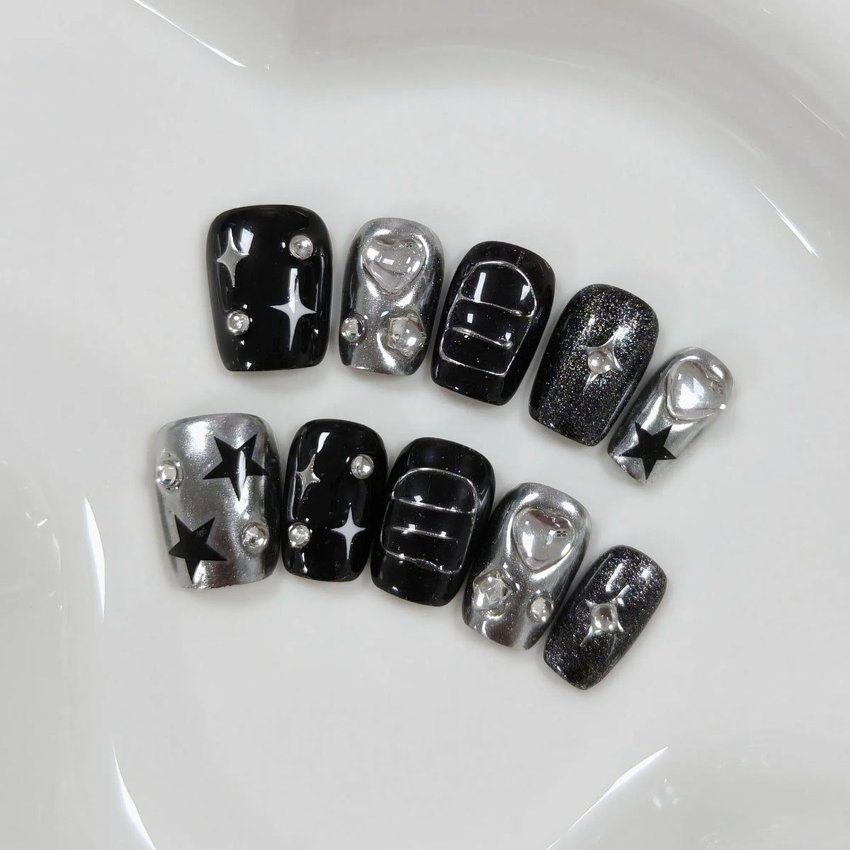 10pcs French Square Handmade Press on Nails Summer Ocean Series False Nails 3D Flower Wearable Fake Nail Uñas Накладные Ногти