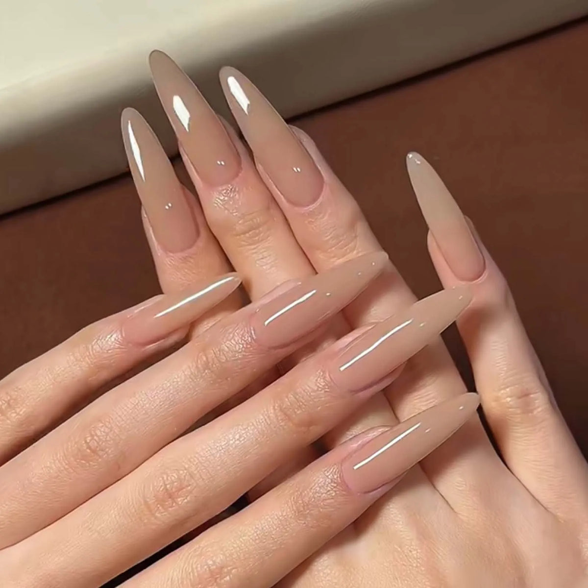 24pcs Punk Metal Fake Nails Press On Finished Long Pointed Silver Mirror y2k Nail Tips Full Cover Stiletto False Nails For Girl