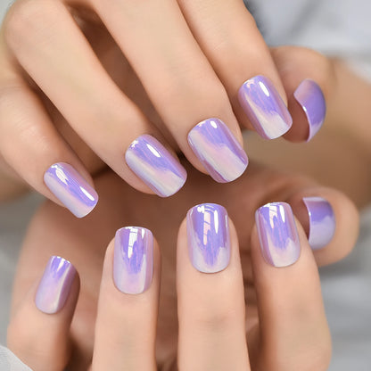 Silver Coffin Fake Nails Long Ballet Metallic False Nail Tips Solid Color Mirror Press On Nails Art Manicure At Home Salon Tools