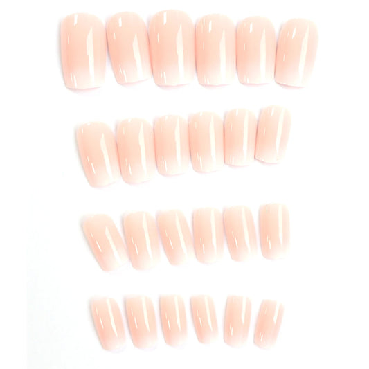 24pcs Upgrade Your Look With Short square false nails with a pinkish-white gradient 1pc Nail File & 1Nail Glue Sticker Kit Nails