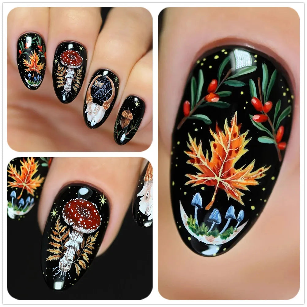 24pcs Flowers Fake Nails Almond Head Press on Nails Patch Fashion Nail Beauty Fake Nail Tips for Girl Women Wearable Full Cover
