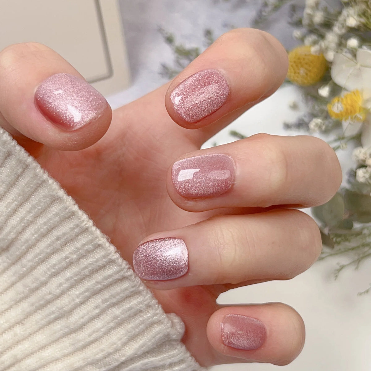 10pcs Pink Cat Eye Handmade Press on Nails Simple Fake Nails False Nail Artificial Nail Накладные Ногти Uñas Postizas Mujer 네일팁