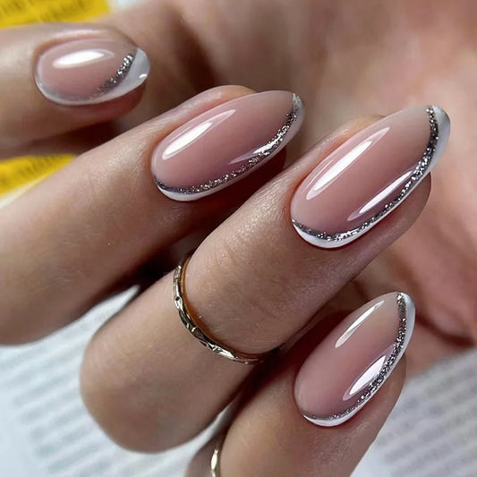 24pcs Finished Press on Nails Sets Simple French Colorful Wave Design Fake Nails Tips Detachable Simple False Nail Art Manicure