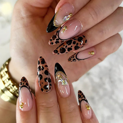 24pcs Blue Glitter Press on Nails Tips Butterfly Lines Design Nails White French Long Almond Fake Nail Sets Wearable False Nail