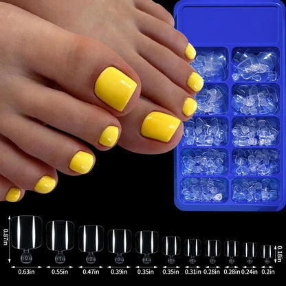 100Pcs White Clear Square Toenail Tips Short Press On Toenails Acrylic Fake Toe Nails Full Cover Artificial Foot Extension Tips